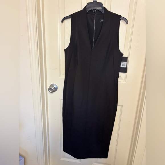 Andrew Marc Black V-Neck Midi Dress - Picture 6 of 10